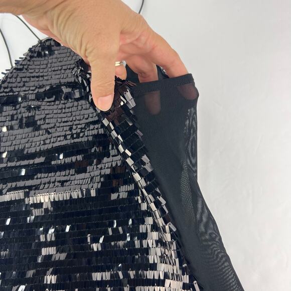 NEW NASTY GAL Vegas Baby Black Sequin Bodycon Mini Dress Sheer Sides XS - Picture 5 of 13